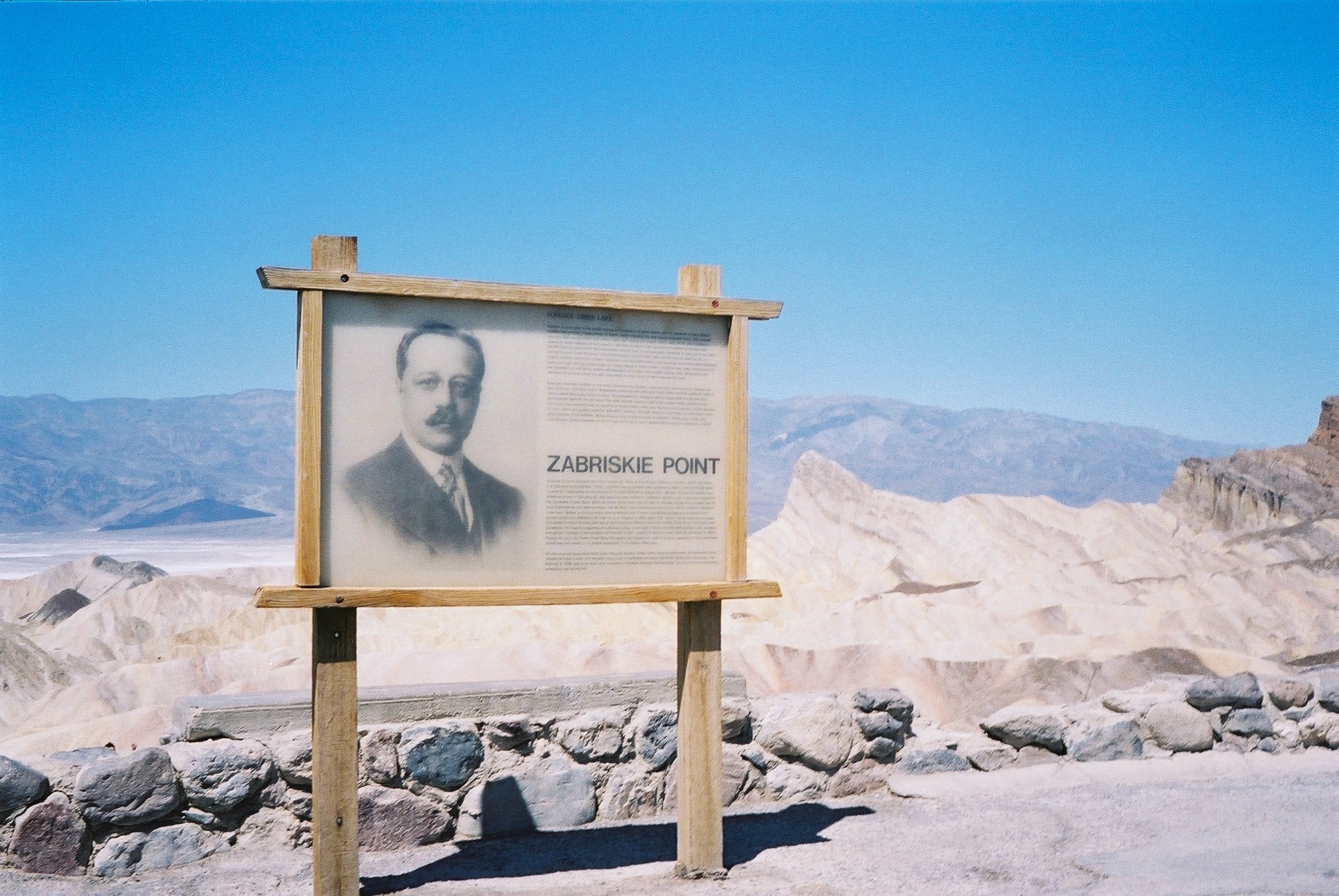 Zabriskie Point sign in Death Valley.