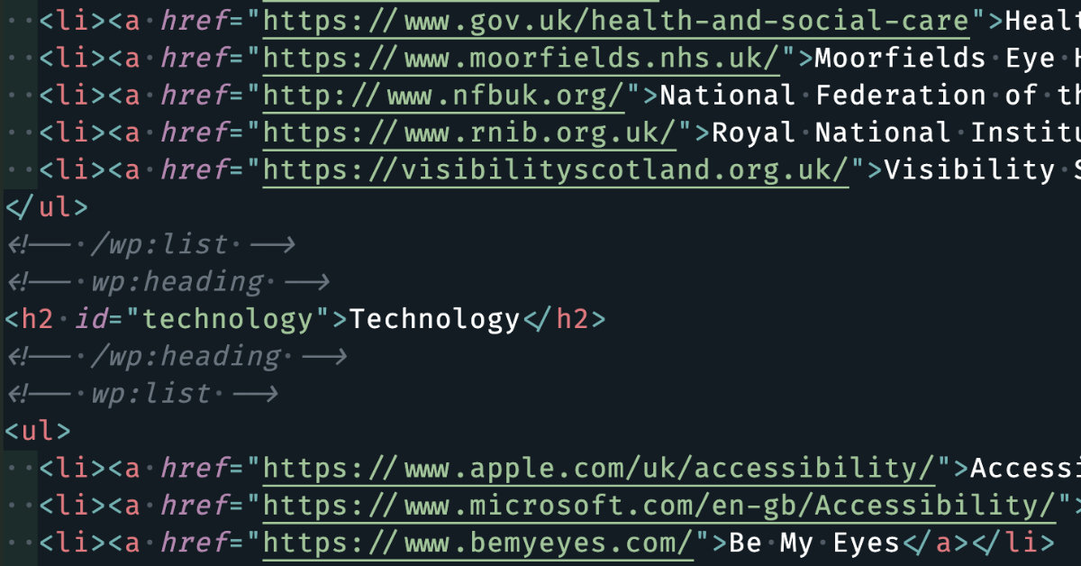 Stereotypical image of some HTML because it’s a links page.